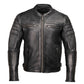 Milwaukee Motorcycle Clothing Co. Men's Contender Scooter Style Black Premium Leather Jacket MMC10001