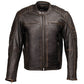 Milwaukee Motorcycle Clothing Co. Men's Anarchy Scooter Style Vintage Brown Premium Leather Riding Jacket MMC10004