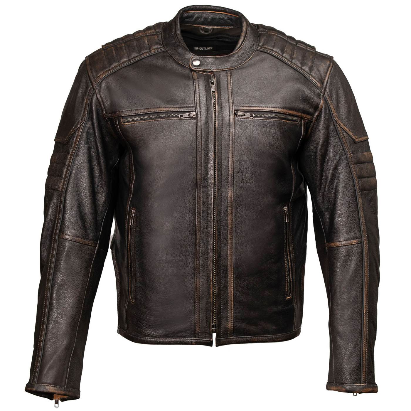 Milwaukee Motorcycle Clothing Co. Men's Anarchy Scooter Style Vintage Brown Premium Leather Riding Jacket MMC10004