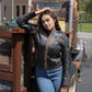 Milwaukee Motorcycle Clothing Co. Women’s Rebel Scooter Style Vinage Brown Leather Jacket w/ Mandarin Collar MMC20003