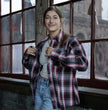 Milwaukee Leather MNG21613 Women's Black and Red with White Long Sleeve Cotton Flannel Shirt