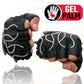 Milwaukee Leather SH198 Men's Black Leather Gel Padded Palm Fingerless Motorcycle Gloves w/ Grey Flame Embroidery