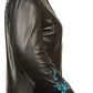 Milwaukee Leather ML2071 Women's Black Leather Jacket with Turquoise Butterfly Design