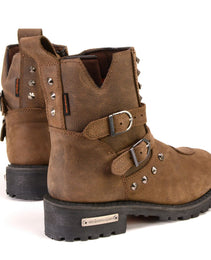 Milwaukee Leather MBL9306 Women's Premium Brown Leather Double Strap Motorcyle Riding Boots