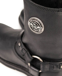 Milwaukee Leather MBM9042 Men's Black Ruf Leather Short Harness Motorcycle Boots w/ Inside Zipper