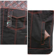 Milwaukee Leather MDM3036 Men's 'Wrecker' Black Denim and Leather Club Style Vest w/ Diamond Quilt Design