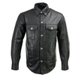 Milwaukee Leather MLM1611 Men's Premium Black Leather Casual Biker Rider Shirt w/ Vintage 5 Cent Buffalo Buttons