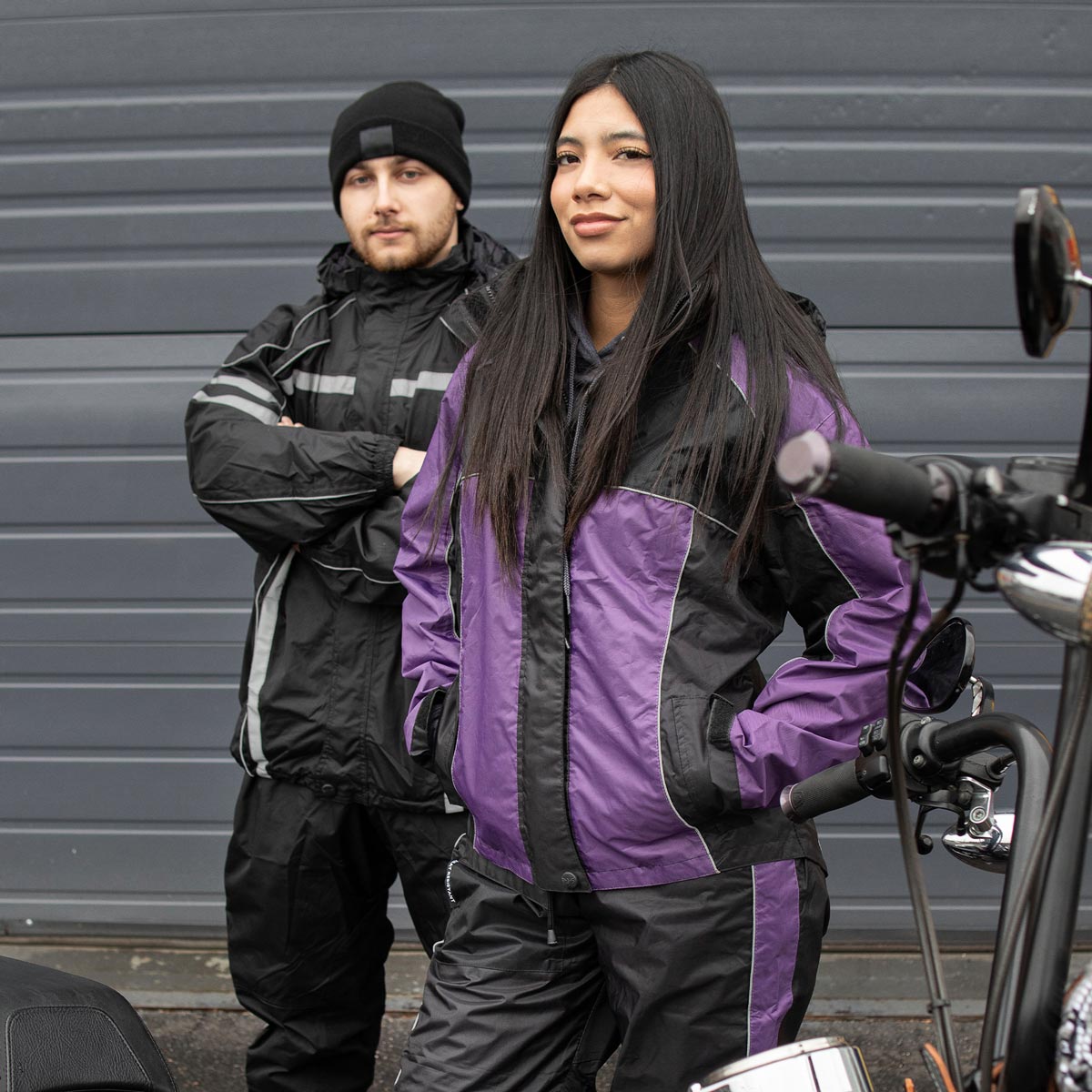 NexGen SH2222 Women's Purple and Black Oxford Water Proof Motorcycle Rain Suit