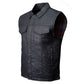 Milwaukee Leather MDM3030 Men’s Black Waxy Coated Denim Club Style Motorcycle Rider Vest w/ Shirt Collar