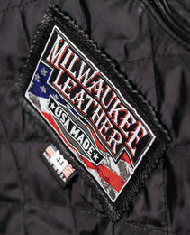 Milwaukee Leather USA MADE MLJKM5003 Men's Black Echo Premium Leather Motorcycle Jacket with Reflective Piping