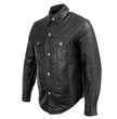 Milwaukee Leather MLM1611 Men's Premium Black Leather Casual Biker Rider Shirt w/ Vintage 5 Cent Buffalo Buttons