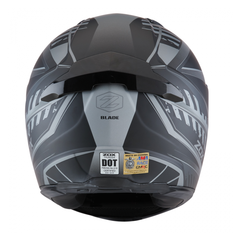 ZOX ST-11118 ‘Thunder 2’ Blade Matte Grey and Black Full-Face Motorcycle Helmet