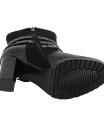 Milwaukee Leather MBL9433 Women's Black Triple Buckle Strap Fashion Riding Boots with Block Heel