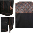 Milwaukee Leather MDM3037 Men's 'Wrecker' Black Denim and Leather Club Style Vest w/ Diamond Quilt Design