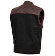 Milwaukee Leather MDM3036 Men's 'Wrecker' Black Denim and Leather Club Style Vest w/ Diamond Quilt Design