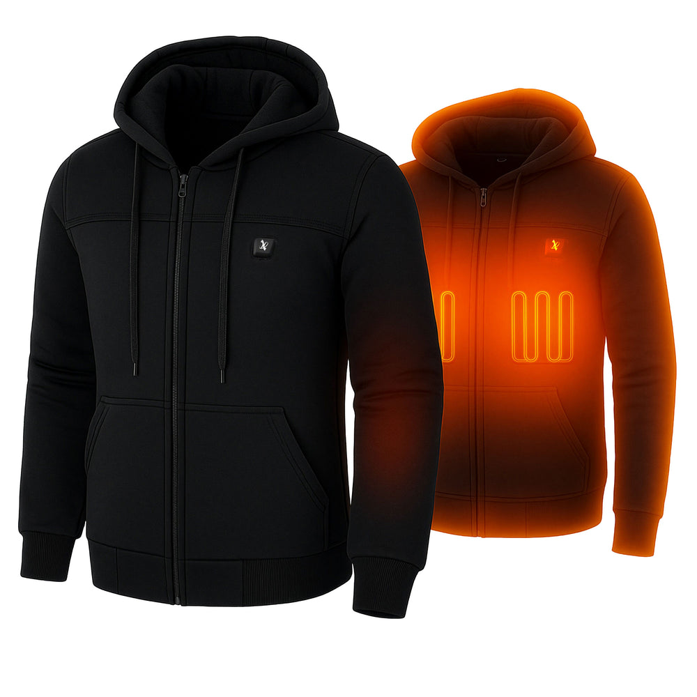 NexGen Heat Women’s Black Heated Hoodie Jacket, – Front Zipper Insulated Thermal Wear