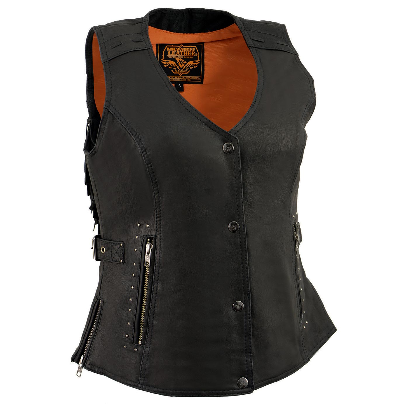 Milwaukee Leather MLL4565 Women's Black Fringed Leather Vest