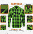 Milwaukee Leather MNG11656 Men's Flannel Plaid Black and Neon-Green Long Sleeve Cotton Button Down Shirt