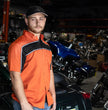 Milwaukee Leather MDM11670.144 Men's Black w/ Orange Button Up Heavy-Duty Work Shirt for | Classic Mechanic Work Shirt