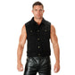 Xelement B285 Men's 'Dirty' Black Denim Motorcycle Rider Vest with Shirt Collar