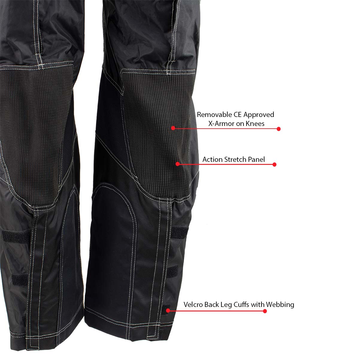Xelement B4402 Men's Advanced Black and Grey Advanced X-Armored Tri-Tex Fabric Motorcycle Pants