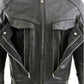 Milwaukee Leather LKM1700 Men's Premium Black Buffalo Leather Cruiser Motorcycle Jacket with CE Armort Protection