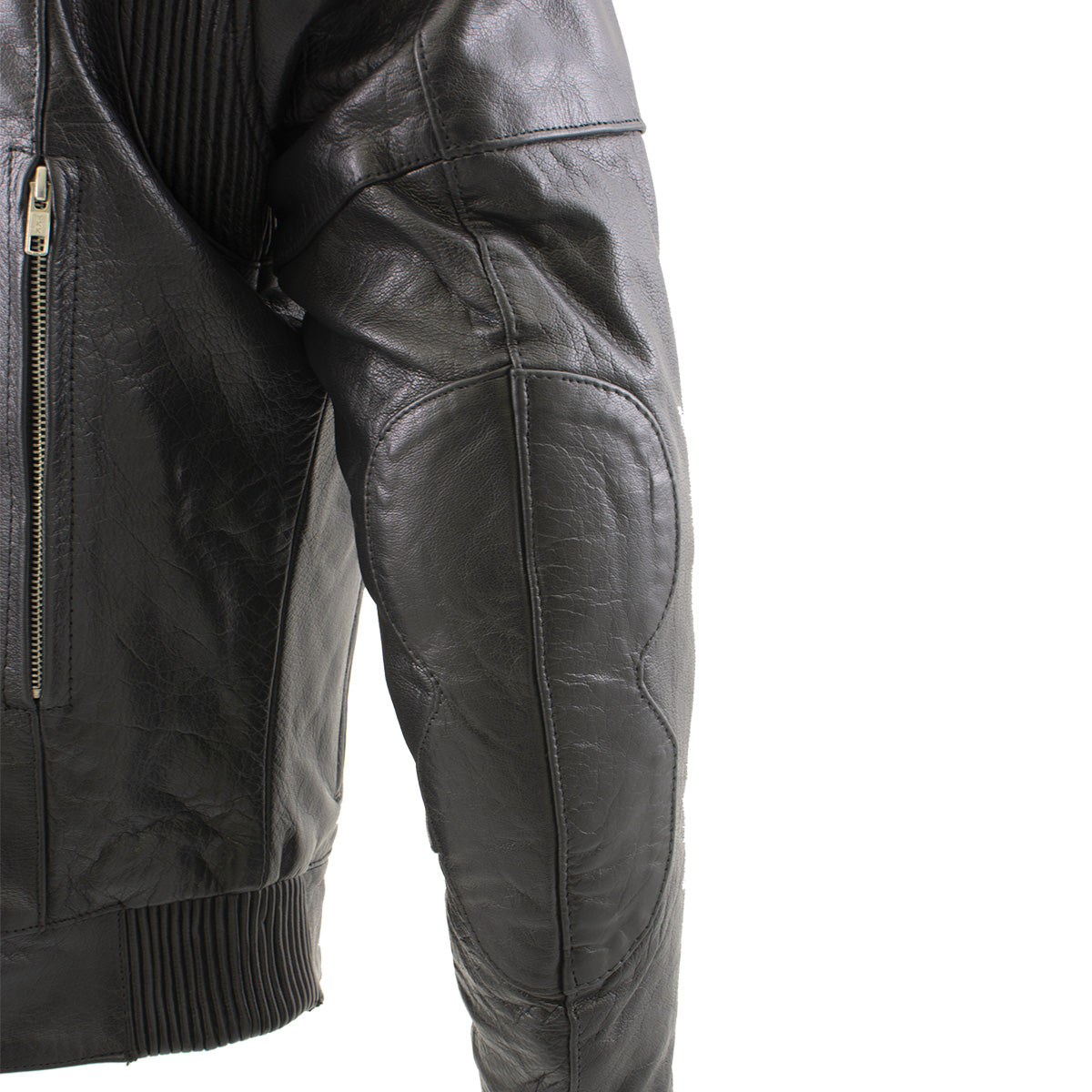 Milwaukee Leather LKM1700 Men's Premium Black Buffalo Leather Cruiser Motorcycle Jacket with CE Armort Protection