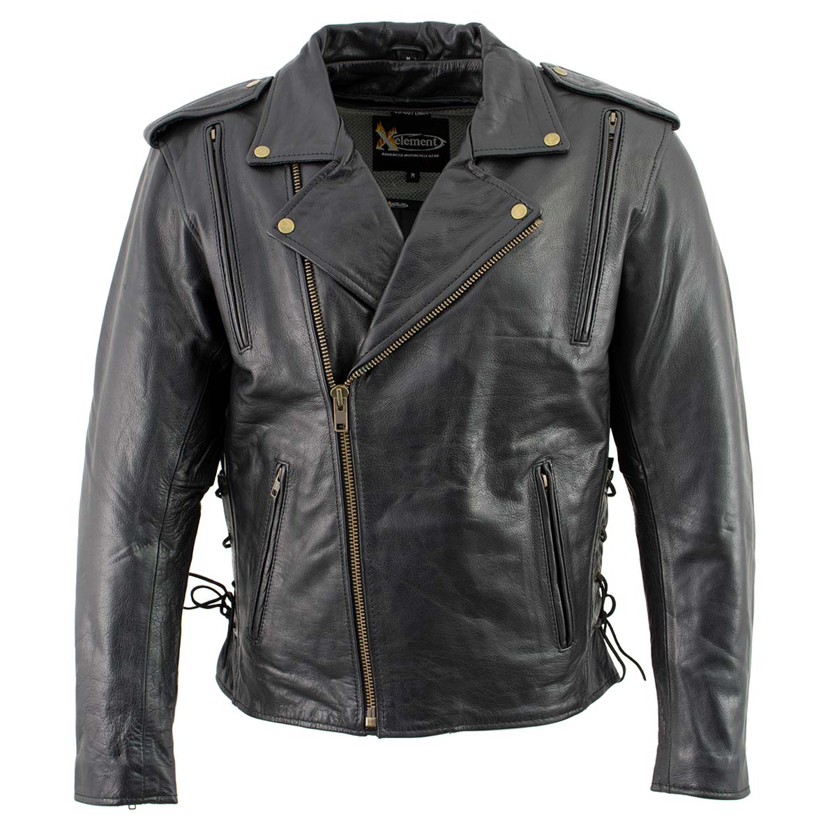 Xelement B7210 Men s Cool Rider Black Vented Leather Motorcycle