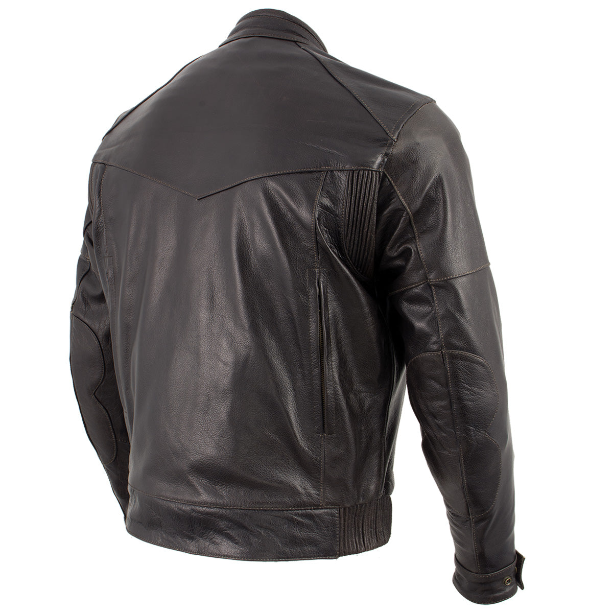 Milwaukee Leather LKM7006 Men's Classic Retro Distressed Brown Leather Jacket with CE Armor Protection