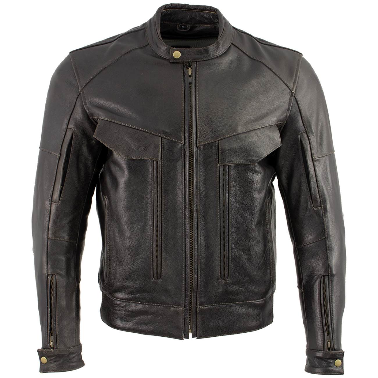 Milwaukee Leather LKM7006 Men's Classic Retro Distressed Brown Leather Jacket with CE Armor Protection