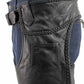 Milwaukee Leather LKM5724 Men's Black Braided Premium Leather Classic Fit Leather Chaps w/ Elastic Panel