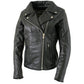 Milwaukee Leather LKL27001 Women's Classic Braided Premium Black Leather Fitted Motorycle Riders Biker Jacket