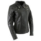Milwaukee Leather LKL27001 Women's Classic Braided Premium Black Leather Fitted Motorycle Riders Biker Jacket