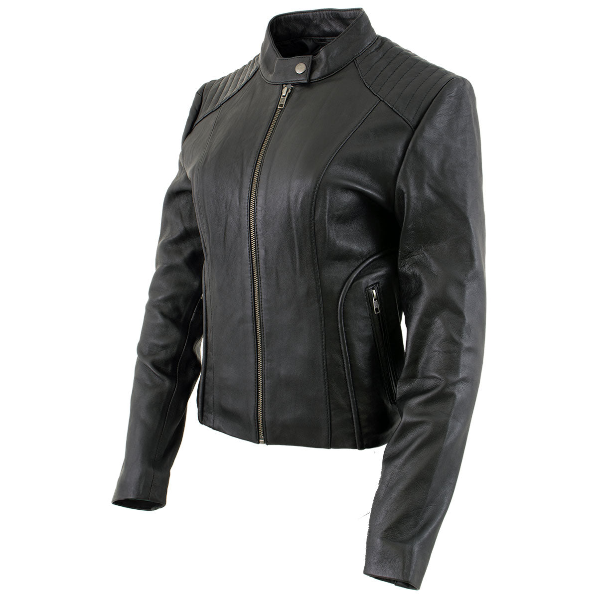 Xelement B91055 Women's ‘Keeper’ Black Leather Scuba Style Biker ...