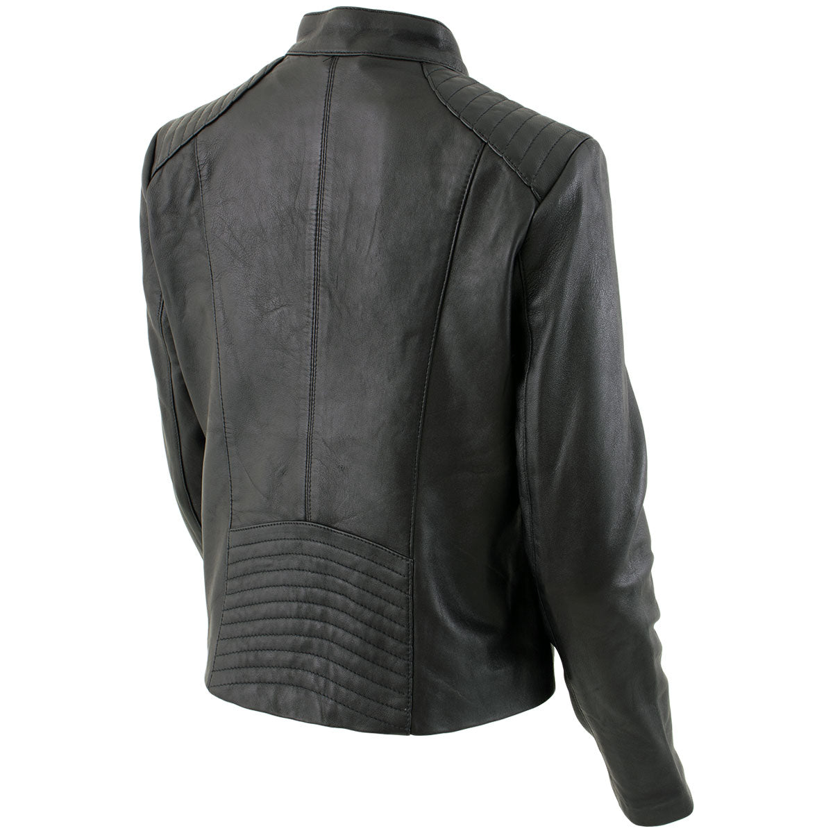 Milwaukee Leather LKL2735 Women's Black Premium Leather Scuba Style Biker Jacket w/ Mandarin Collar