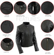 Milwaukee Leather LKL2735 Women's Black Premium Leather Scuba Style Biker Jacket w/ Mandarin Collar