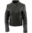 Milwaukee Leather LKL2735 Women's Black Premium Leather Scuba Style Biker Jacket w/ Mandarin Collar