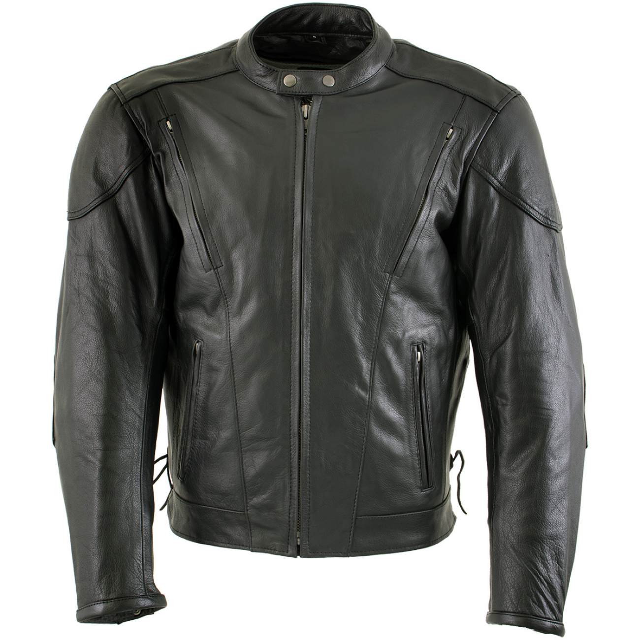 Milwaukee Leather LKM7009 Men's Flying Mayhem Skull Premium Black Leather Motorcycle Riders Jacket w/ CE Armor Protection