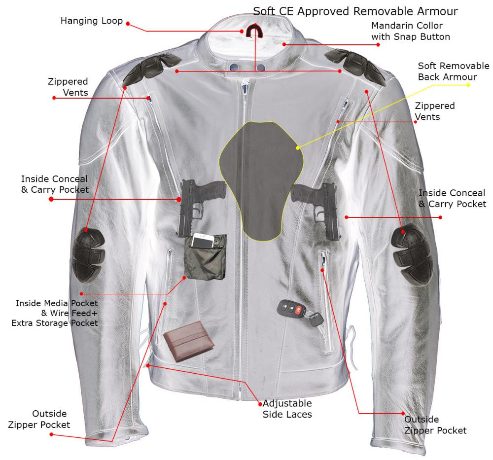 Milwaukee Leather LKM7009 Men's Flying Mayhem Skull Premium Black Leather Motorcycle Riders Jacket w/ CE Armor Protection