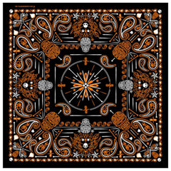 Hot Leathers BAB1069 Orange Paisley Skulls Bandana