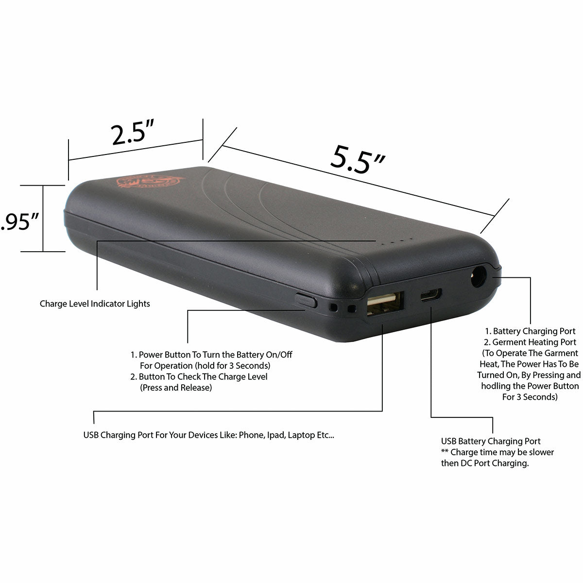 Milwaukee Leather BATTERYJACKT Universal Battery Pack for Jackets and Hoodies