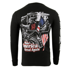 Biker Clothing Co. BCC117012 Men's Black 'Make America Great Again' Motorcycle Long Sleeve T-Shirt