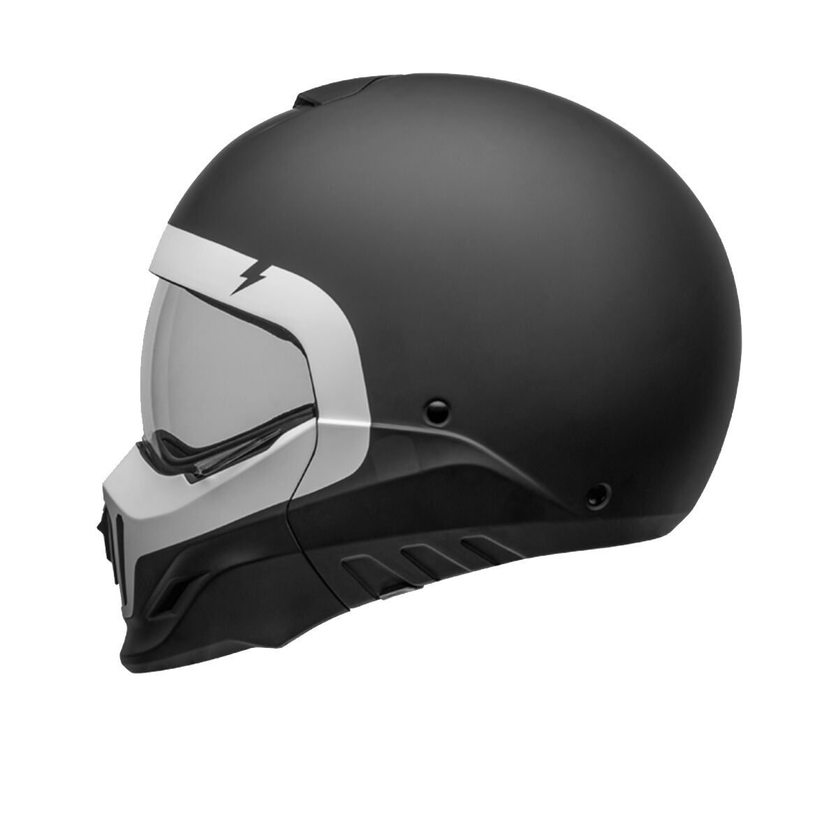 Bell Broozer ‘Full Face. Open Face. In Your Face’ 2 in 1 Motorcycle Cranium Matte Black and White Helmet