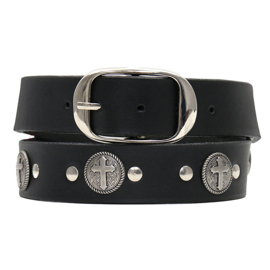 Hot Leathers BLA1132 Men's Don't Thread On Me Black Leather Belt w/ Interchangeable Buckle - 1.5 inches Wide