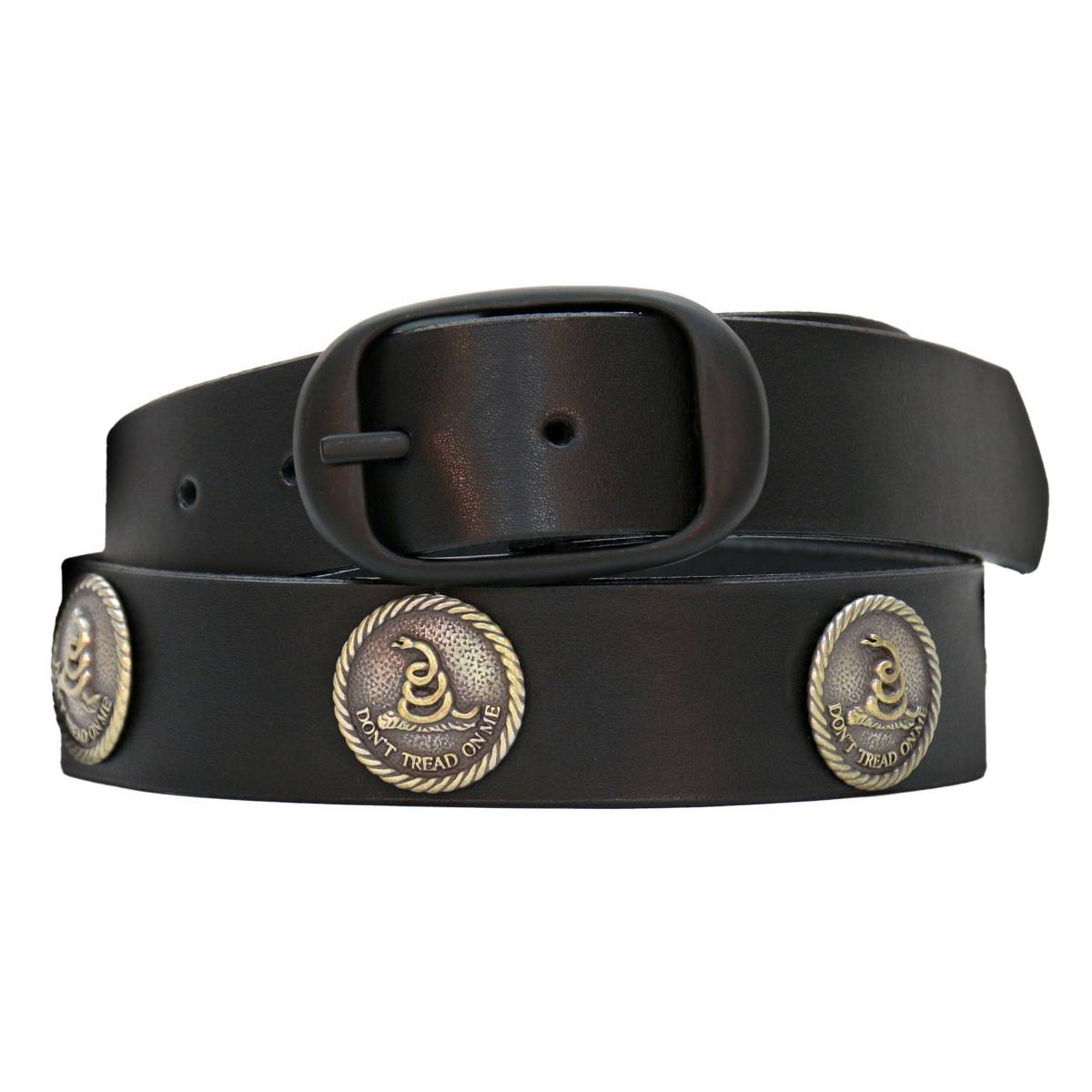 Hot Leathers BLA1133 Men's Cross Circle Black Leather Belt w/ Interchangeable Buckle - 1.5 inches Wide