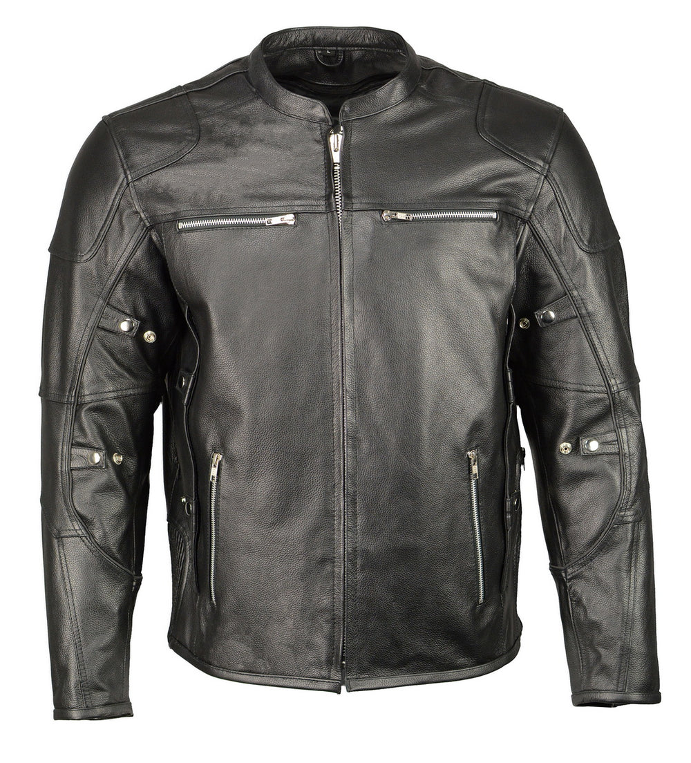 M Boss Apparel BOS11506 Men's Triple Vent Leather Jacket with Stretch Sides and Armor