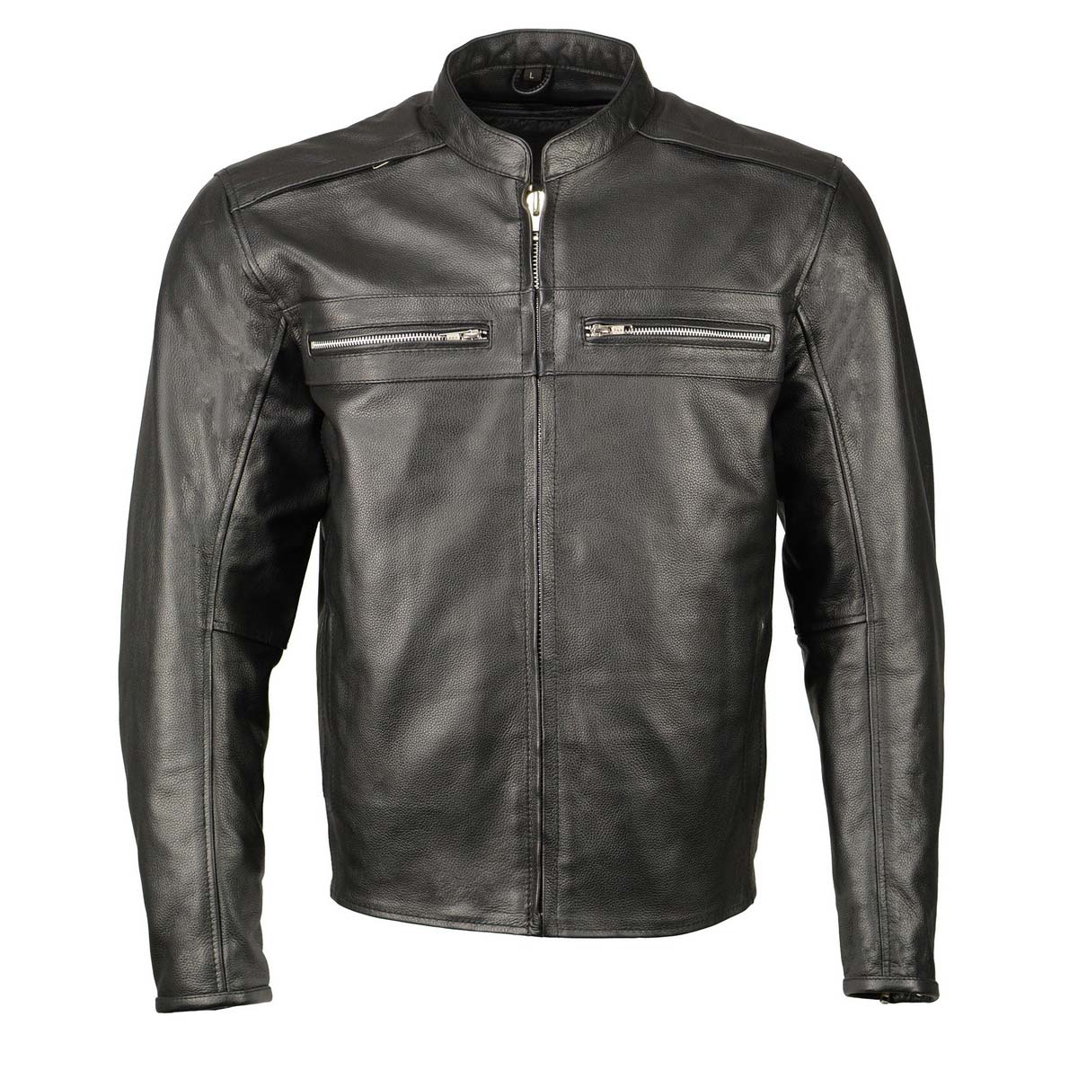 M Boss Motorcycle Apparel BOS11509 Men's Black Armored Leather Cafe Racer Jacket