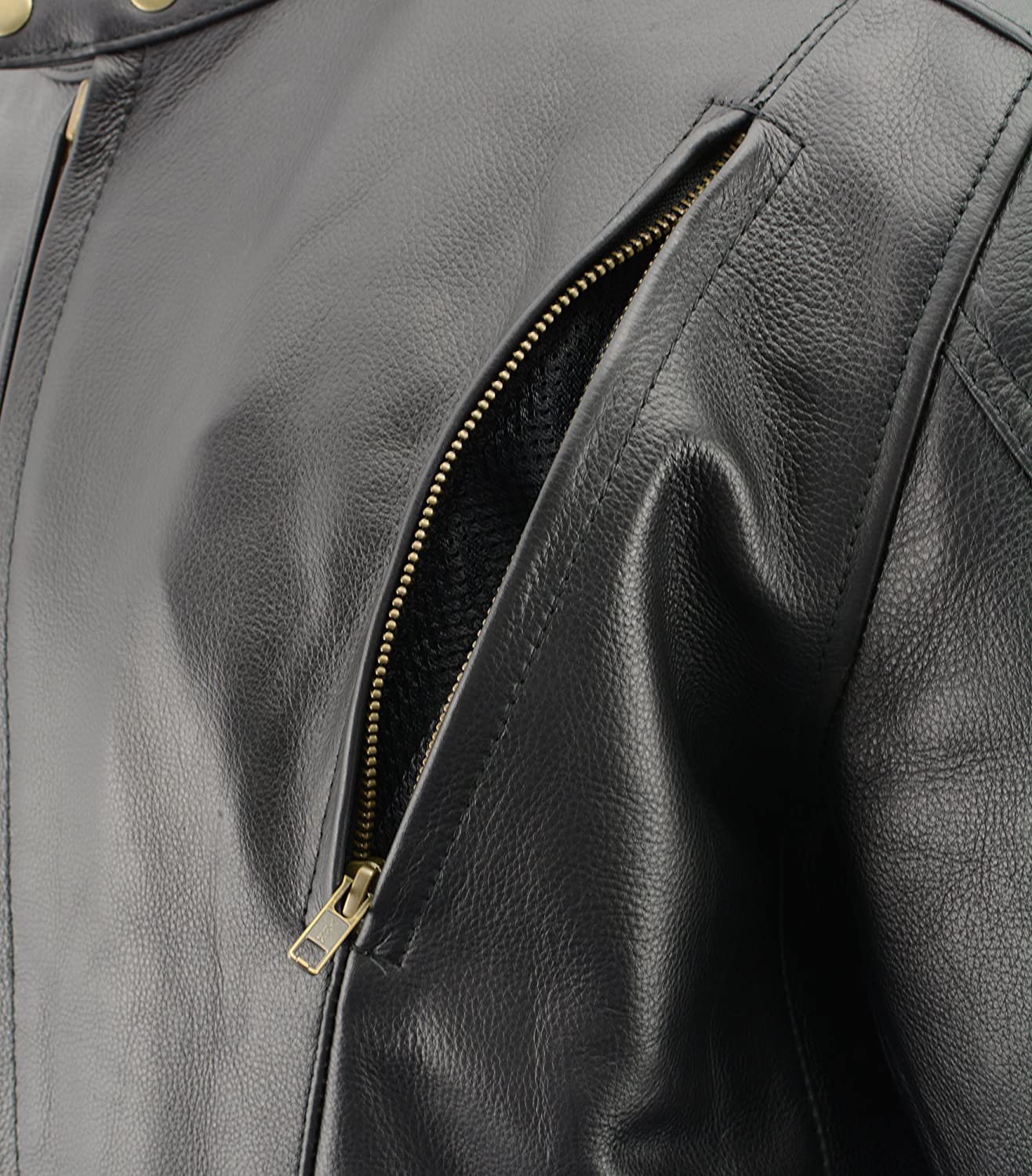 M-Boss Motorcycle Apparel BOS11510 Men’s ‘Speed’ Black Cowhide Motorcycle Leather Jacket