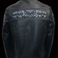 M Boss Motorcycle Apparel BOS11514 Men’s Black Reflective Skull Premium Cowhide Leather Motorcycle Jacket
