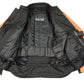 M Boss Motorcycle Apparel BOS11701 Men's High-Vis Orange Nylon Motorcycle Racer Riding Jacket with Mesh Panel Black